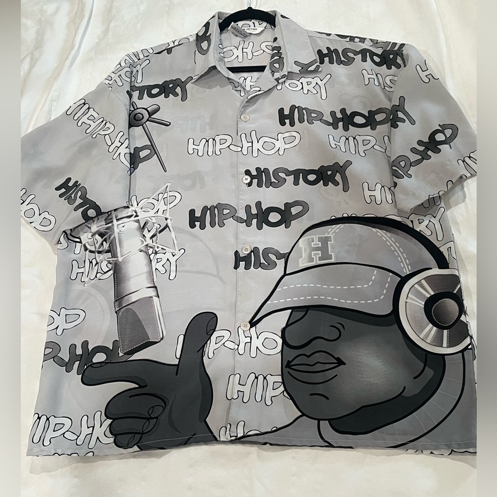 HipHop History Graphic Shirt ART DECO, GREY, MENS SIZE XL